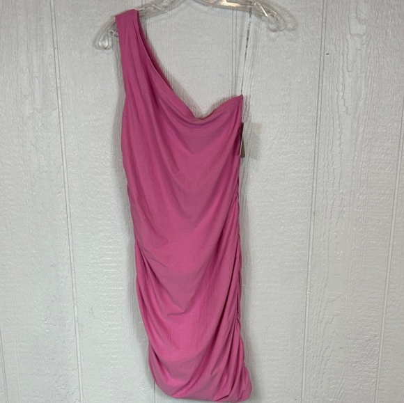 Beyond Yoga Dresses & Skirts - Nwt Beyond Yoga Spacedye Vibrant Pink One-Shoulder Stretchy Ruched Mini Dress L